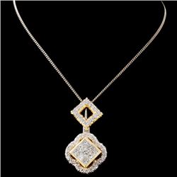 18K Two Tone Gold 1.24ctw Diamond Pendant