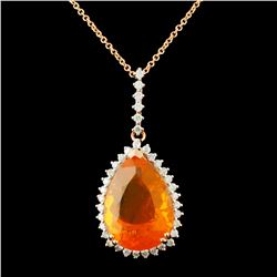 14K Gold 7.55ct Opal & 0.59ctw Diamond Pendant