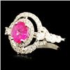 Image 2 : 14K Gold 1.32ct Ruby & 0.86ctw Diamond Ring