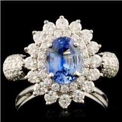 18K Gold 0.99ct Sapphire & 1.04ctw Diamond Ring