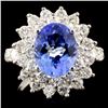 Image 1 : 14K Gold 2.51ct Tanzanite & 1.64ctw Diamond Ring