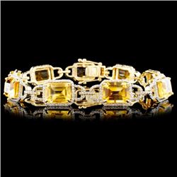 14K Gold 16.82ctw Citrine & 1.55ctw Diamond Bracel