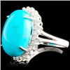 Image 2 : 14K Gold 12.00ct Turquoise & 0.69ctw Diamond Ring