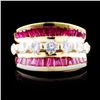 Image 1 : 18K Gold 4.32ct Ruby & 1.09ctw Diamond Ring