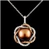 Image 1 : 14K Gold 11.50MM Pearl & 1.09ctw Diamond Pendant