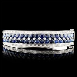 14K Gold 10.41ct Sapphire & 0.79ctw Diamond Bangle