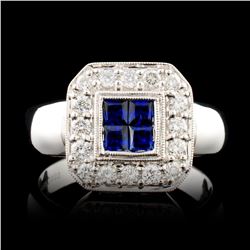 18K Gold 0.32ct Sapphire & 0.36ctw Diamond Ring