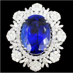 18K Gold 23.15 Tanzanite & 4.74ct Diamond Ring