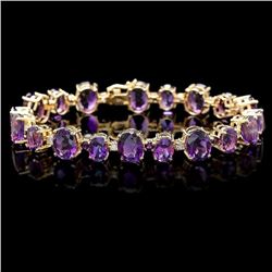 `14k Gold 40.00ct Amethyst & 1.00ct Diamond Bracel