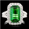 Image 1 : 18K Gold 4.09ct Tsavorite & 1.11ctw Diamond Ring