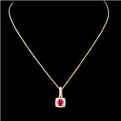 14K Gold 0.46ct Ruby & 0.18ctw Diamond Pendant
