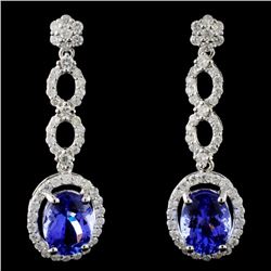 18K Gold 4.35ct Tanzanite & 1.22ctw Diam Earrings