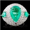 Image 1 : 18K Gold 5.07ct Emerald & 2.52ct Diamond Ring