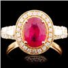 Image 1 : 14K Gold 2.02ct Ruby & 0.73ctw Diamond Ring