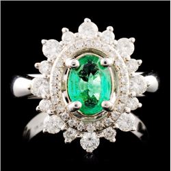 14K Gold 0.69ct Emerald & 0.66ctw Diamond Ring