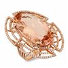 Image 1 : 14K Gold 23.00ct Morganite & 1.50ct Diamond Ring