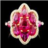 Image 1 : 18K Gold 4.50ct Ruby & 0.18ctw Diamond Ring