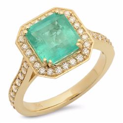 14K Gold 3.00ct Emerald & 0.50ct Diamond Ring