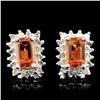 Image 1 : 14K Gold 2.00ctw Garnet & 0.34ctw Diamond Earrings