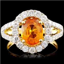 18K Gold 2.13ct Sapphire & 1.05ctw Diamond Ring