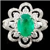 Image 1 : 18K Gold 1.71ct Emerald & 0.98ctw Diamond Ring