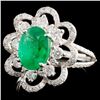 Image 2 : 18K Gold 1.71ct Emerald & 0.98ctw Diamond Ring
