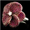 Image 2 : 14K Gold 3.98cw Ruby & 0.18ctw Diamond Ring
