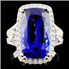 18K Gold 9.15ct Tanzanite & 0.94ctw Diamond Ring