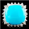 14K Gold 6.06ct Turquoise & 0.58ctw Diamond Ring