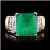 14K Yellow Gold 4.65ct Emerald & 0.63ct Diamond Ri