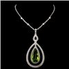 14K White Gold 9.29ct Peridot & 1.95ct Diamond Nec