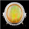 14K Yellow Gold 5.61ct Opal & 1.04ct Diamond Ring