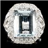 14K Gold 5.67ct Aquamarine & 0.90ctw Diamond Ring