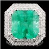 18K Gold 9.68ct Emerald & 3.78ctw Diamond Ring