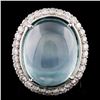 14KW Gold 22.30ct Aquamarine & 1.45ct Diamond Ring