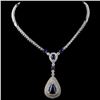 14K Gold 4.90ct Sapphire & 3.41ct Diamond Necklace