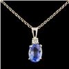 14K Gold 1.00ct Sapphire & 0.06ctw Diamond Pendant