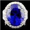 18K Gold 13.35ct Tanzanite & 2.17ctw Diamond Ring