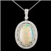 18K Gold 7.94ct Opal & 1.18ctw Diamond Pendant