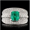 18K White Gold 1.57ct Emerald & 0.87ct Diamond Rin