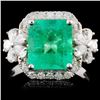 18K White Gold 2.60ct Emerald & 0.77ct Diamond Rin