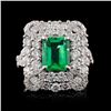 18K White Gold 1.83ct Emerald & 1.96ct Diamond Rin