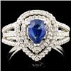 14K Gold 0.92ct Sapphire & 0.47ctw Diamond Ring