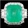 18K Gold 7.93ct Emerald & 1.67ctw Diamond Ring