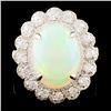 14K Gold 4.44ct Opal & 1.14ctw Diamond Ring