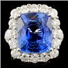 18K Gold 9.28ct Sapphire & 2.70ctw Diamond Ring