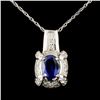 14K Gold 2.31ct Sapphire & 0.63ctw Diamond Pendant
