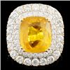 18K Gold 7.66ct Sapphire & 2.99ctw Diamond Ring