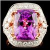 Image 1 : 14K Gold 11.25ct Kunzite & 1.90ctw Diamond Ring