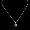 Image 1 : 14K Gold 0.37ct Ruby & 0.09ctw Diamond Pendant